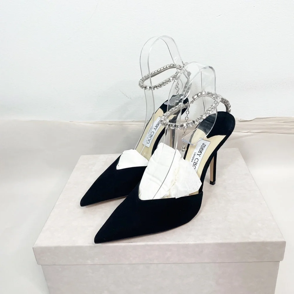 Jimmy Choo Saeda Suede Crystal Pump